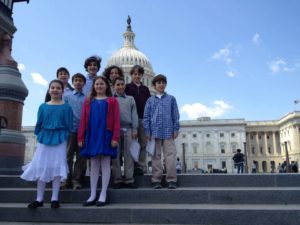 The Moetzet Talmidim (Student Council) poses on the steps of the Capitol.