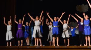 The 5th and 6th Grade Israeli Dance Chug performs exuberantly at the Performing Arts Show!