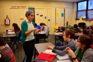 Judaic Studies teacher Shifra Chelst leads a class.