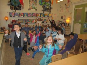 The Gan Anavim Kindergarten class reacts to hearing their question to an astronaut read and answered live on air through WTOP's Space Blog.