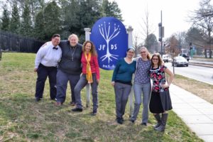 Hanina Goldstein, Mindy Hirsch, Kelly McAllester, Vinny Prell, Melissa Rickabaugh, and Devorah Yeganeh celebrate their collective Kohelet Prize win.