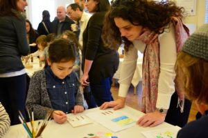 First graders share their learning this semester with their parents at the First Grade Bayit Patuach (Open House).