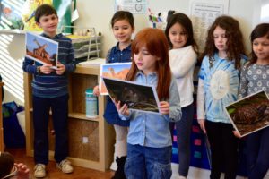 First graders share their learning this semester with their parents at the First Grade Bayit Patuach (Open House).