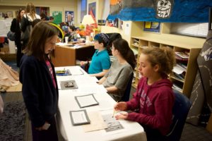 Students present their finished projects at the Sixth Grade Ancient Egypt Exhibition.