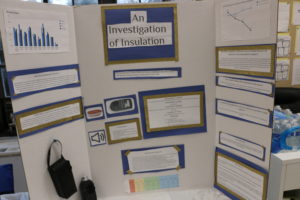 Rachel's project board, titled "An Investigation of Insulation."