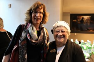 Brenda Gruss and founding Head of School Susan Koss pose at the premiere.